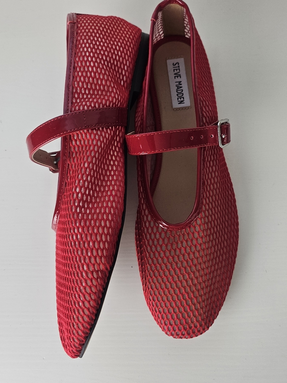 Steve Madden Women's Dreaming Mesh Mary Jane Flats Red Size 11 - Picture 4 of 10